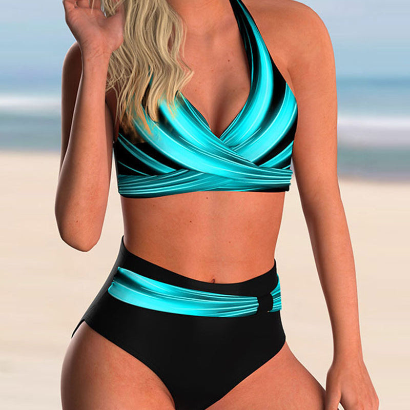 Lucy - Bikini Set with Crossed Neckline and Print