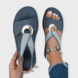 Sarah - Flat Sandals With Metal Buckle