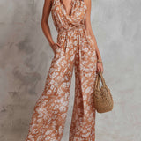 Anaëlle - Elegant Floral Print Sleeveless Wide-Leg Jumpsuit