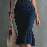 Violette - Elegant Halter Zipper Ruched Midi Dress