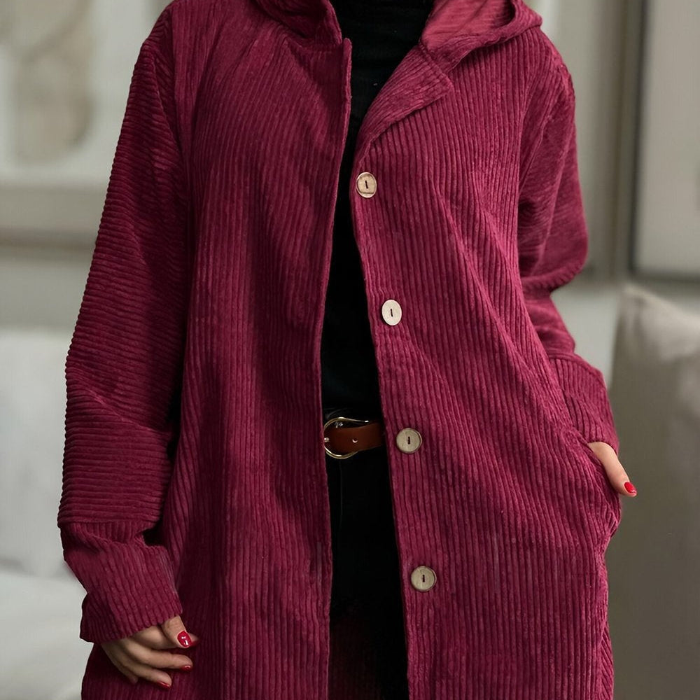 Solène - Corduroy Hooded Cardigan