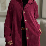 Solène - Corduroy Hooded Cardigan