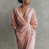 Lucie - Pink Linen Maxi Dress