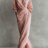 Lucie - Pink Linen Maxi Dress