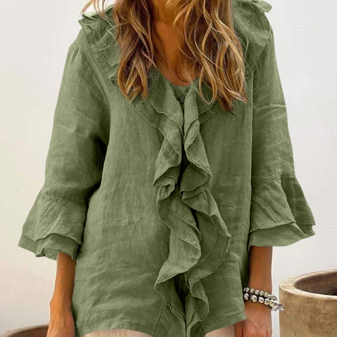 DELILAH - Women Chic Bell Sleeve Ruffle Top
