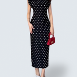 Brooklyn Dot - Elegant V-Neck Waist Dress