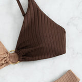 Chloé - Ribbed Two Tone High Leg Bikini