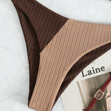 Chloé - Ribbed Two Tone High Leg Bikini