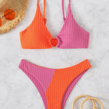 Chloé - Ribbed Two Tone High Leg Bikini