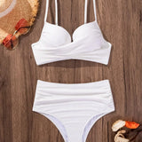 Adeline - High Support Crossed Top, High Waist Bikini