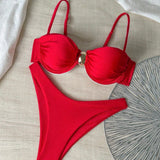 Audrey - Metallic High Leg Bikini with Removable Cups