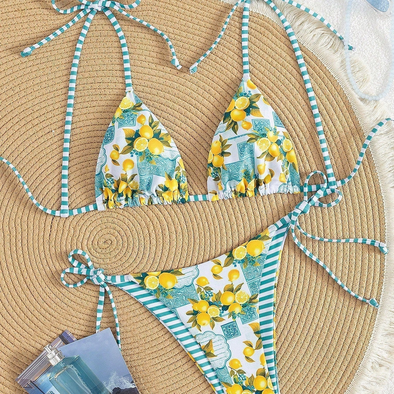 Heather - Lemon Print Triangle Bikini