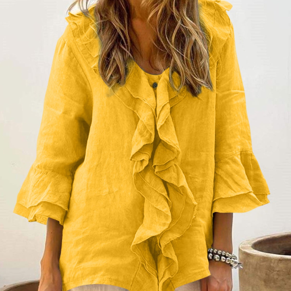 DELILAH - Women Chic Bell Sleeve Ruffle Top
