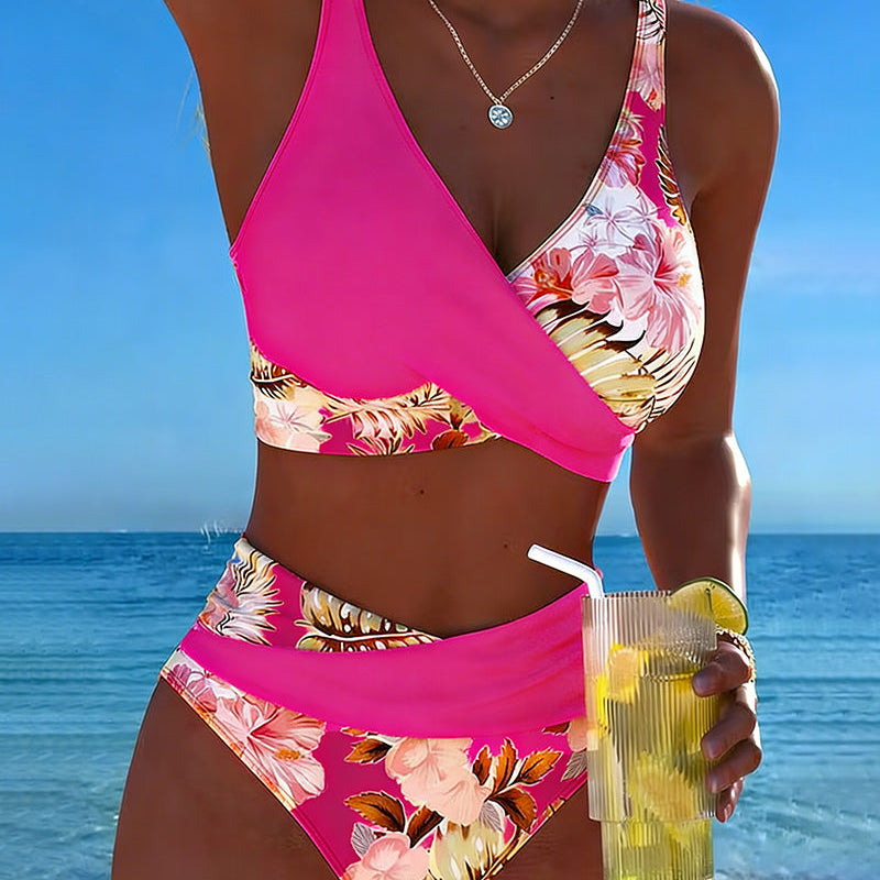 Marianne - Bikini with Contrasting Floral Print and Slit