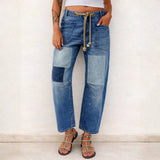 Jocelyn - Patchwork Drawstring Jeans
