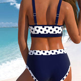 Jordan - High-Waisted Polka Dot Bikini with Patchwork Design