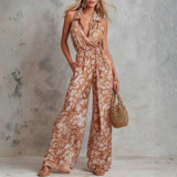 Anaëlle - Elegant Floral Print Sleeveless Wide-Leg Jumpsuit