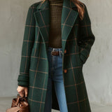 Alexandra plaid tweed coat with lapel collar