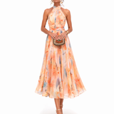 Brooklyn - Halter Neck Dress with Watercolour Print