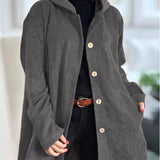 Solène - Corduroy Hooded Cardigan