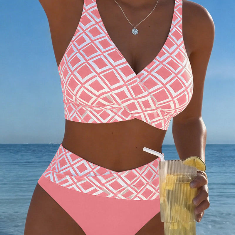 Béatrice - Two-Piece Bikini with Cut-Out Bra and Diamond Pattern