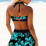 Corinne - High-Waisted Swimsuit with Floral Print