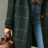 Alexandra plaid tweed coat with lapel collar