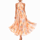 Brooklyn - Halter Neck Dress with Watercolour Print
