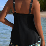Vanessa - Striped Tankini with Two-Piece Swimsuit Bottom
