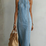 Nicole - Retro Lace Denim Dress
