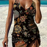 Serena - Floral Graphic Tankini with Shorts, Tummy Control Effect