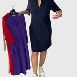Pauline - Solid V-Neck Dress