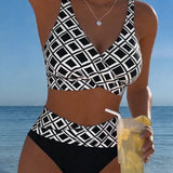 Béatrice - Two-Piece Bikini with Cut-Out Bra and Diamond Pattern