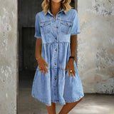 Eva - Casual Elegant Denim Dress