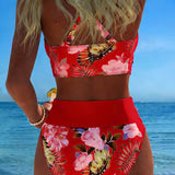 Marianne - Bikini with Contrasting Floral Print and Slit