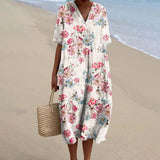 Megan - Vintage Floral Linen Style Dress