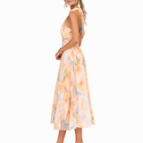 Brooklyn - Halter Neck Dress with Watercolour Print
