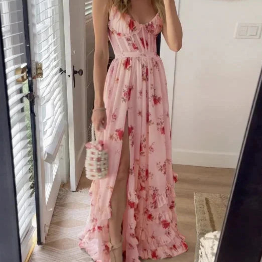 Autumn - Floral Pattern Midi Dress