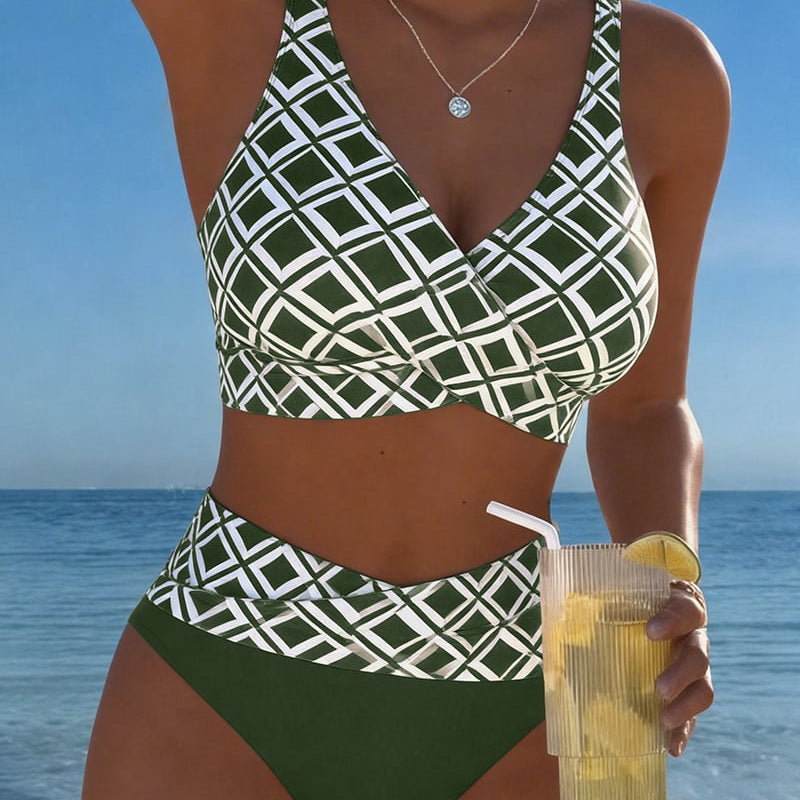Béatrice - Two-Piece Bikini with Cut-Out Bra and Diamond Pattern