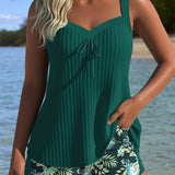 Vanessa - Striped Tankini with Two-Piece Swimsuit Bottom