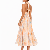 Brooklyn - Halter Neck Dress with Watercolour Print
