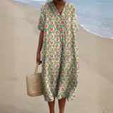 Ophélie - Retro Floral Dress in Aqua Green