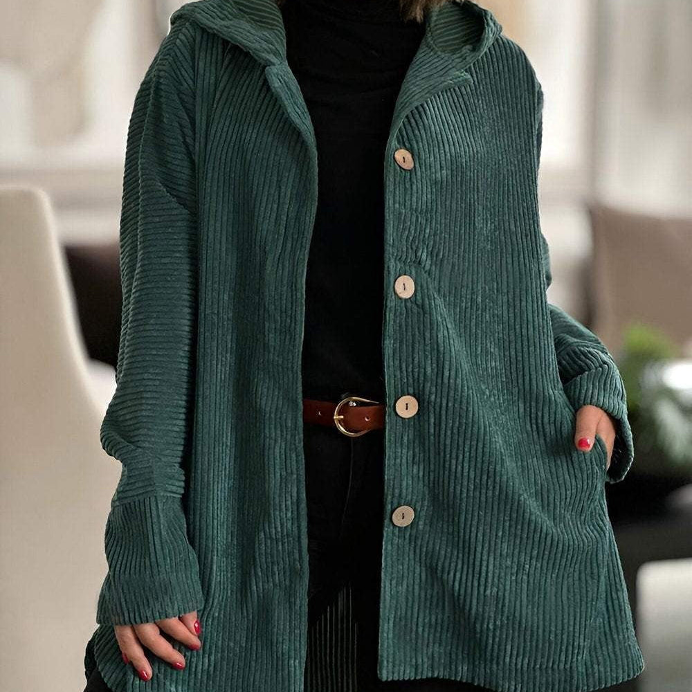 Solène - Corduroy Hooded Cardigan