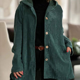 Solène - Corduroy Hooded Cardigan