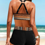 Anabelle - Geometric Print Bikini with High Elastic Waist