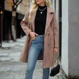 RENÉE - Casual Mid Length Button Open Front Coat