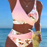 Marianne - Bikini with Contrasting Floral Print and Slit