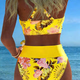 Marianne - Bikini with Contrasting Floral Print and Slit