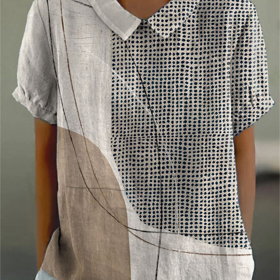Éliane - Blouse with Abstract Dots and Lines
