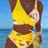 Marianne - Bikini with Contrasting Floral Print and Slit